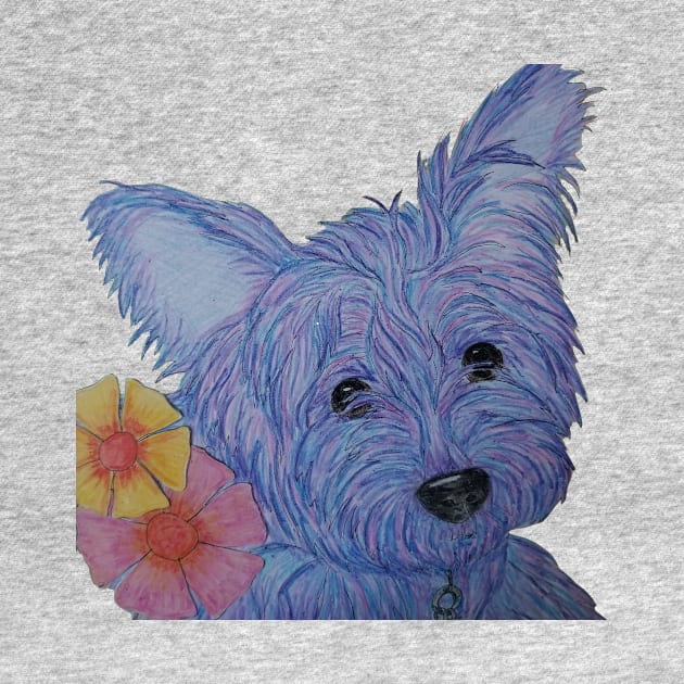 Blue Yorkie by Waterink Studio